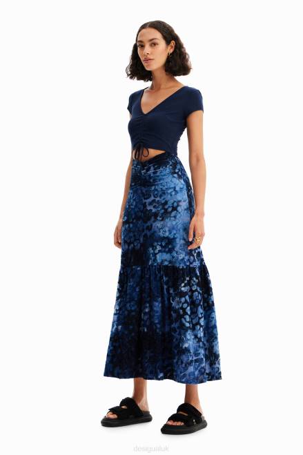 Combination textured animal-print long dress Desigual Women 2ZPR591 Clothing