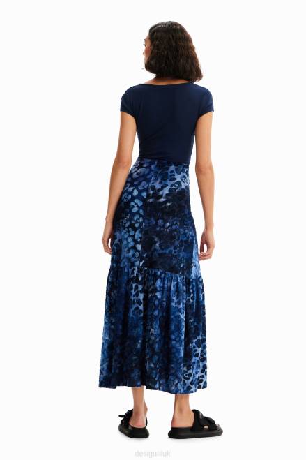 Combination textured animal-print long dress Desigual Women 2ZPR591 Clothing