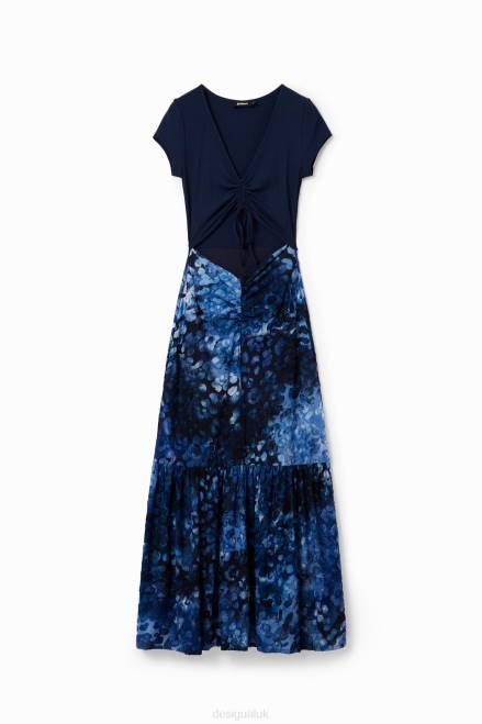 Combination textured animal-print long dress Desigual Women 2ZPR591 Clothing