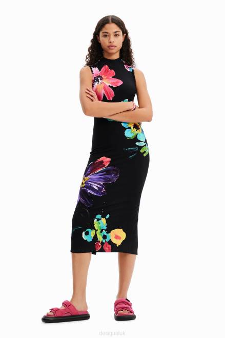 Floral ribbed midi dress Desigual Women 2ZPR958 Clothing