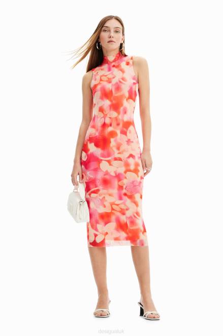 Floral tulle midi dress Desigual Women 2ZPR287 Clothing