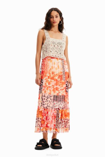 Long 2-in-1 patchwork dress Desigual Women 2ZPR490 Clothing