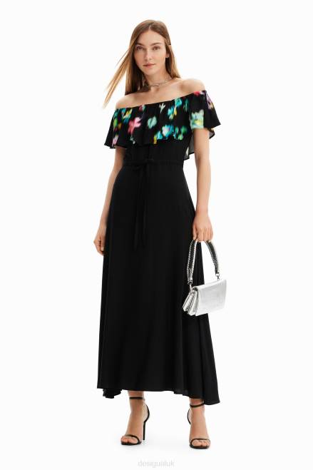 Long blurry ruffle dress Desigual Women 2ZPR511 Clothing