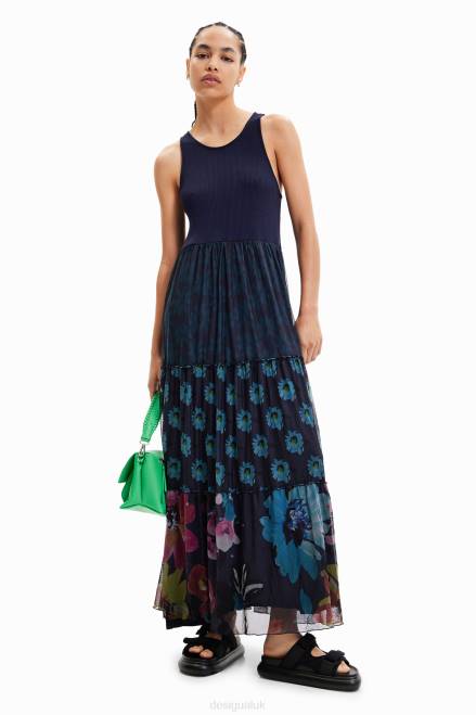Long combination tulle dress Desigual Women 2ZPR4 Clothing