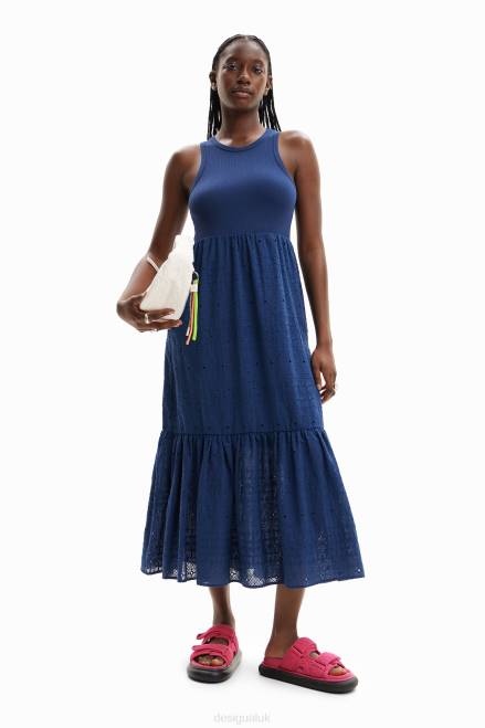 Long embroidered combination dress Desigual Women 2ZPR426 Clothing