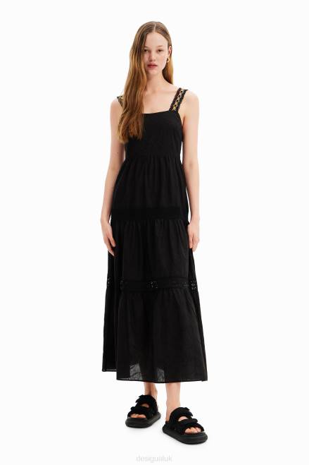 Long embroidered strap dress Desigual Women 2ZPR586 Clothing