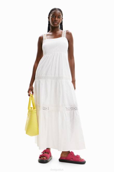 Long embroidered strap dress Desigual Women 2ZPR917 Clothing