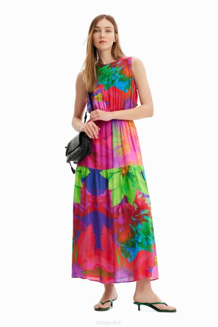Long flower cut-out dress Desigual Women 2ZPR403 Clothing
