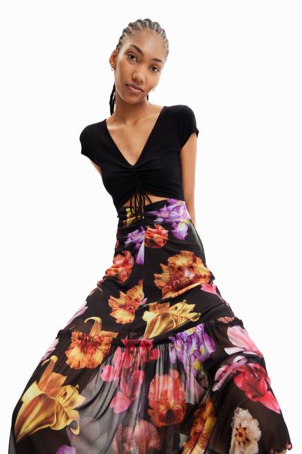 M. Christian Lacroix combination floral long dress Desigual Women 2ZPR356 Clothing