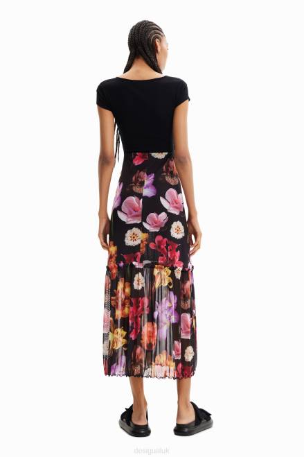 M. Christian Lacroix combination floral long dress Desigual Women 2ZPR356 Clothing