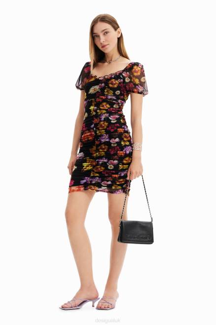 M. Christian Lacroix short ruched dress Desigual Women 2ZPR625 Clothing