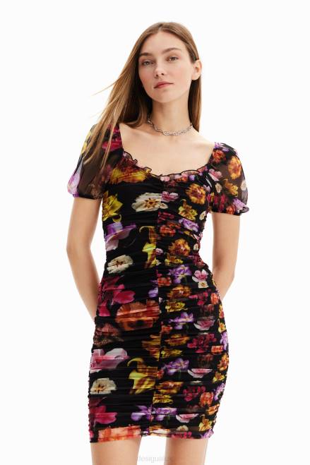 M. Christian Lacroix short ruched dress Desigual Women 2ZPR625 Clothing