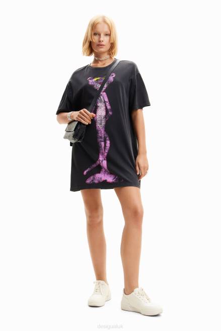 Oversize Pink Panther T-shirt dress Desigual Women 2ZPR127 Clothing
