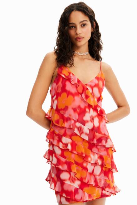 Short floral ruffle dress Desigual Women 2ZPR472 Clothing