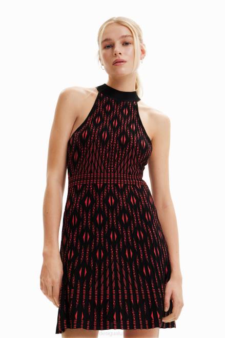 Short geometric knit dress Desigual Women 2ZPR780 Clothing
