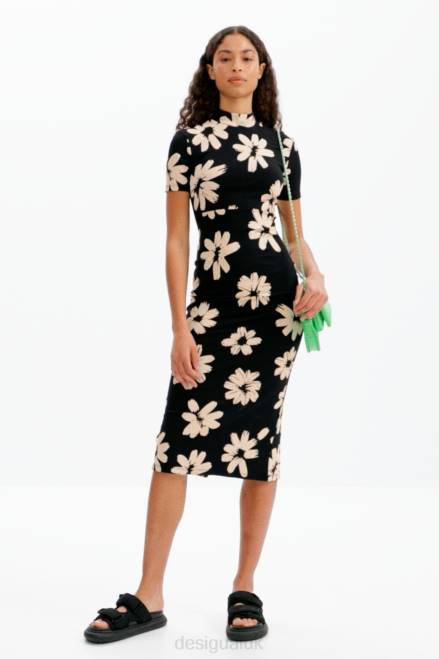 Slim arty floral midi dress Desigual Women 2ZPR184 Clothing