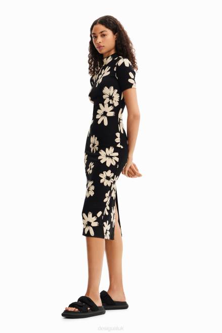 Slim arty floral midi dress Desigual Women 2ZPR184 Clothing