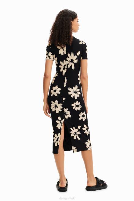 Slim arty floral midi dress Desigual Women 2ZPR184 Clothing