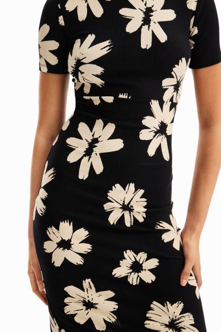 Slim arty floral midi dress Desigual Women 2ZPR184 Clothing