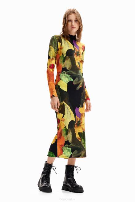 Slim floral midi dress Desigual Women 2ZPR1138 Clothing
