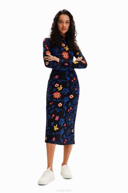 Slim floral midi dress Desigual Women 2ZPR850 Clothing