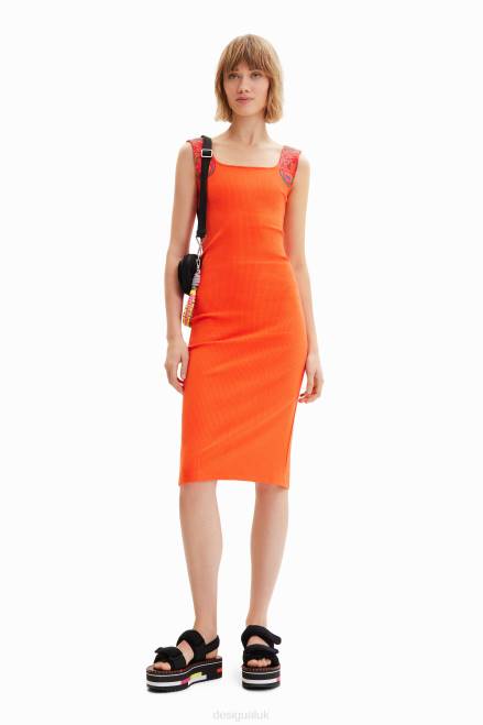 Slim ribbed strappy dress Desigual Women 2ZPR396 Clothing