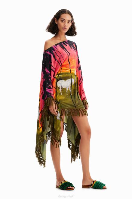 Stella Jean short poncho dress Desigual Women 2ZPR333 Clothing