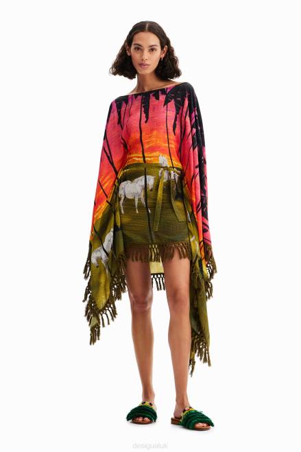 Stella Jean short poncho dress Desigual Women 2ZPR333 Clothing