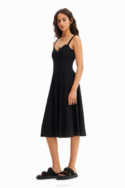 Swiss embroidery midi dress Desigual Women 2ZPR38 Clothing