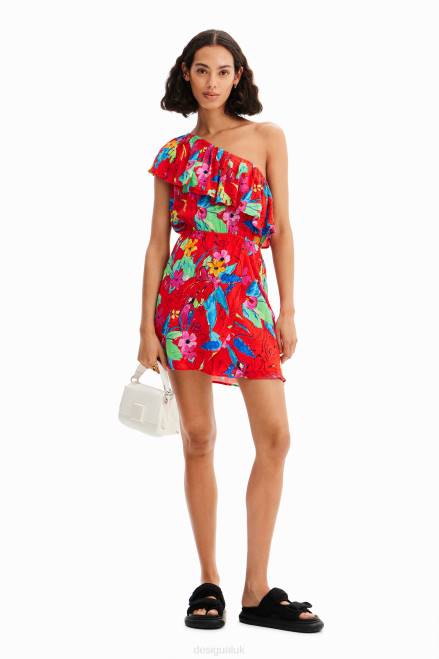 Tropical asymmetric short dress Desigual Women 2ZPR597 Clothing