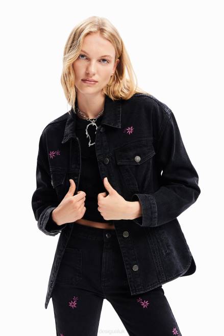Floral denim trucker jacket Desigual Women 2ZPR278 Clothing