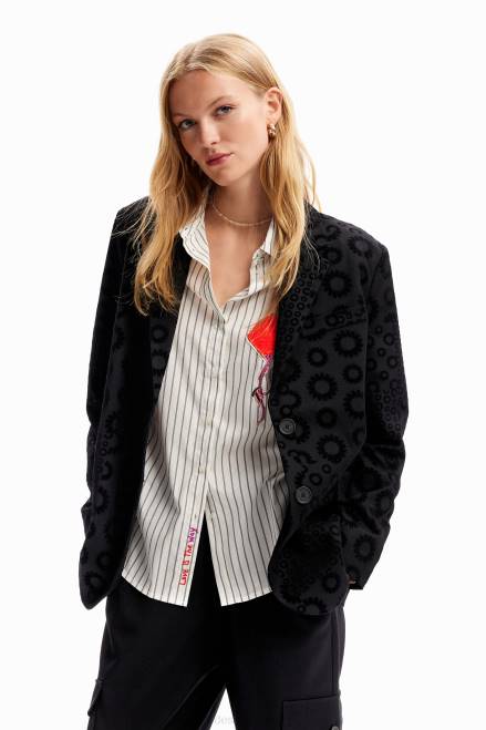 Geometric flocked blazer Desigual Women 2ZPR189 Clothing