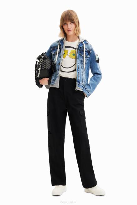 Hooded denim trucker jacket Desigual Women 2ZPR306 Clothing