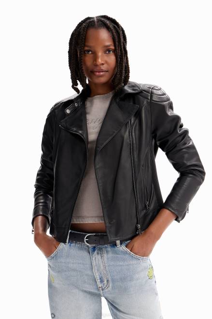 Leather-effect biker jacket Desigual Women 2ZPR1140 Clothing