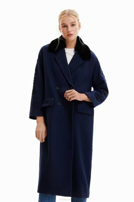Long beaded double-breasted coat Desigual Women 2ZPR671 Clothing