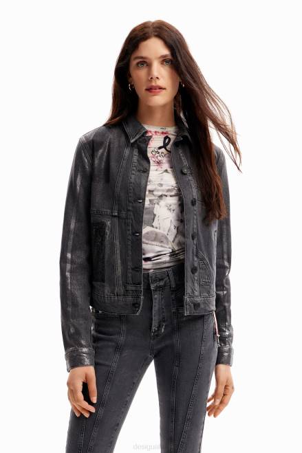 Metallic denim trucker jacket Desigual Women 2ZPR897 Clothing