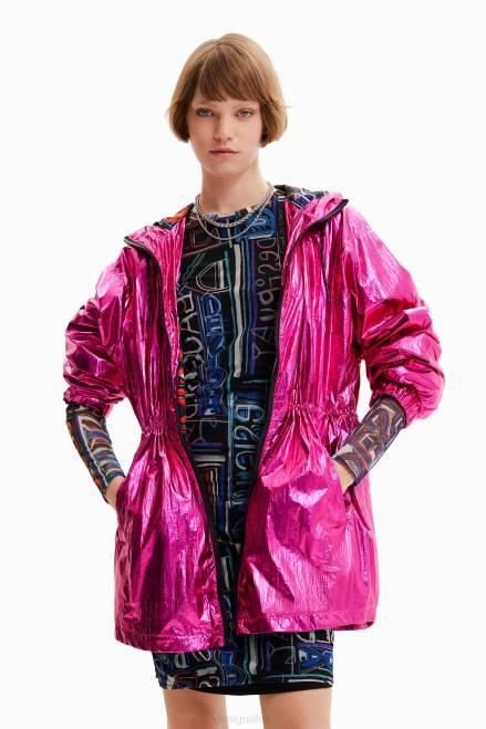 Metallic hooded parka Desigual Women 2ZPR436 Clothing