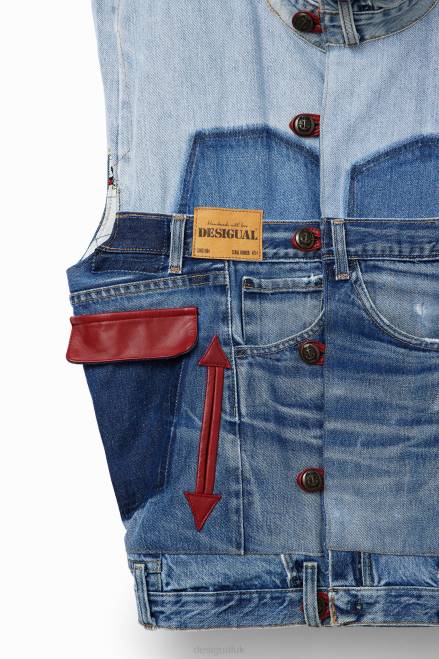 Mickey Mouse Icon denim vest - Red Desigual Women 2ZPR977 Clothing