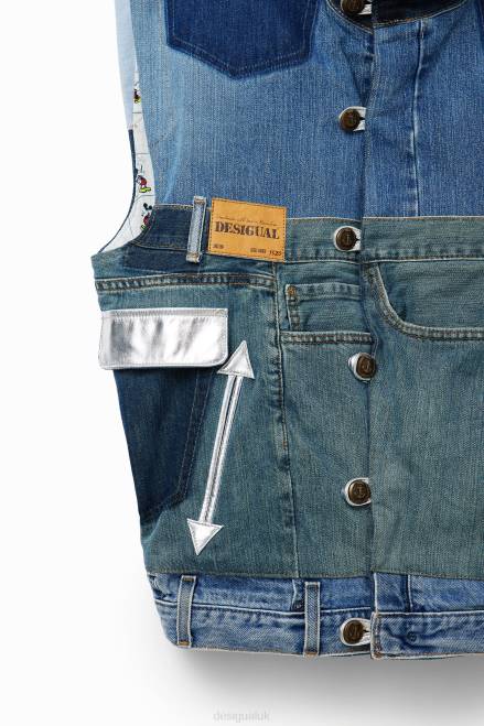 Mickey Mouse Icon denim vest - White Desigual Women 2ZPR975 Clothing