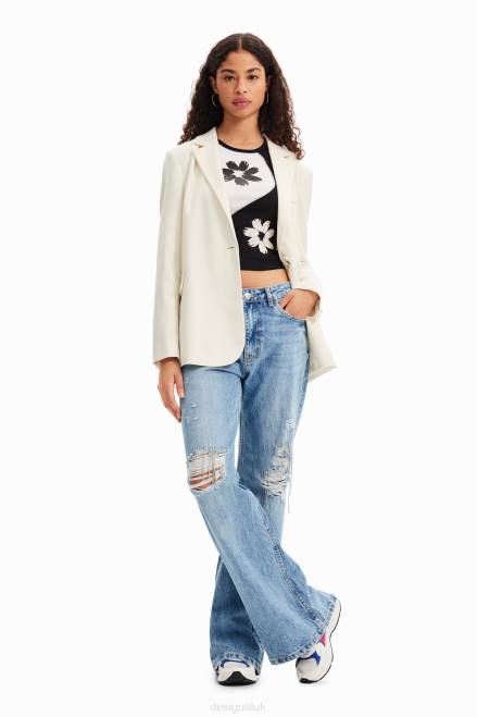 Plain textured blazer Desigual Women 2ZPR923 Clothing