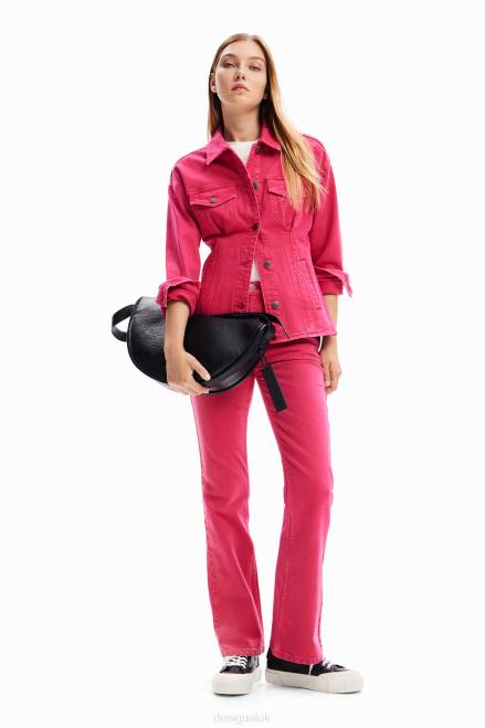 Pleated denim trucker jacket Desigual Women 2ZPR90 Clothing