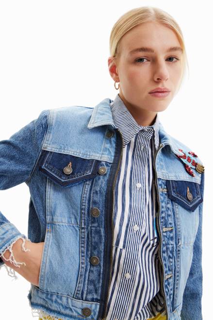 Short denim trucker jacket Desigual Women 2ZPR1016 Clothing