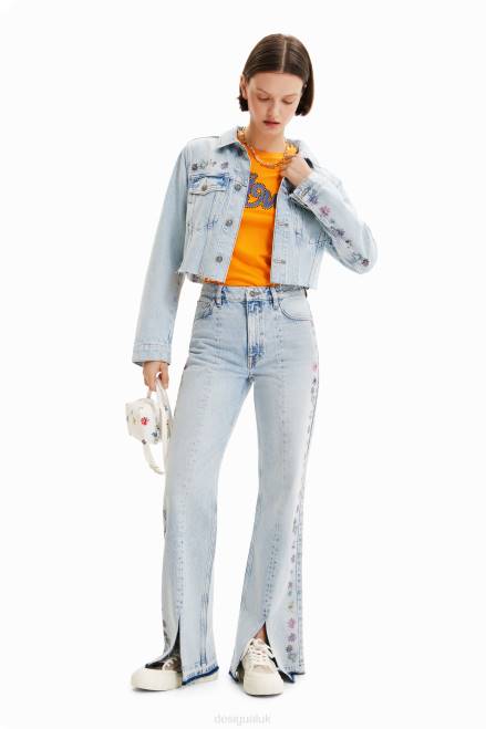 Short floral denim jacket Desigual Women 2ZPR835 Clothing