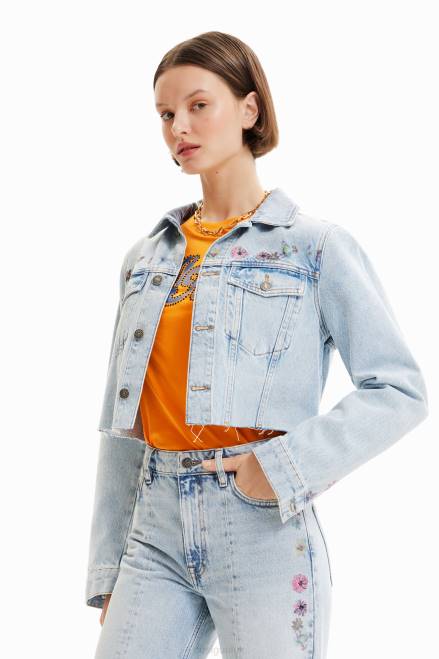Short floral denim jacket Desigual Women 2ZPR835 Clothing