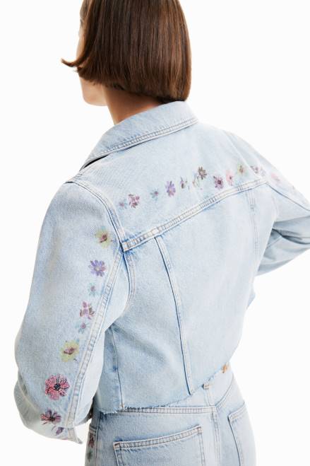 Short floral denim jacket Desigual Women 2ZPR835 Clothing