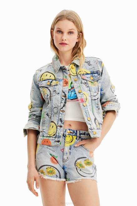 Smiley oversize denim jacket Desigual Women 2ZPR927 Clothing