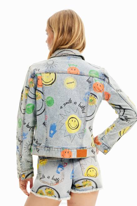 Smiley oversize denim jacket Desigual Women 2ZPR927 Clothing