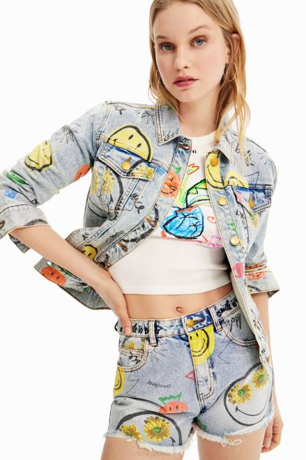 Smiley oversize denim jacket Desigual Women 2ZPR927 Clothing