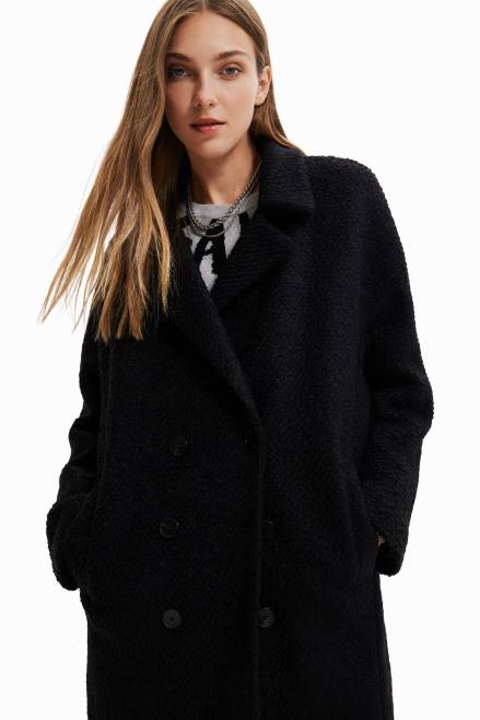 Straight wool coat Desigual Women 2ZPR553 Clothing
