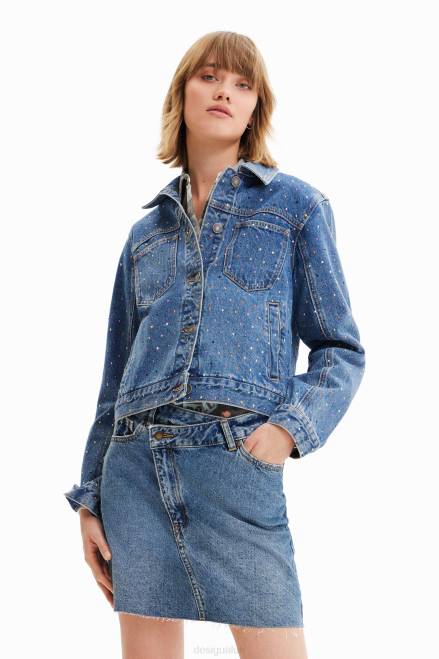 Studded denim trucker jacket Desigual Women 2ZPR339 Clothing